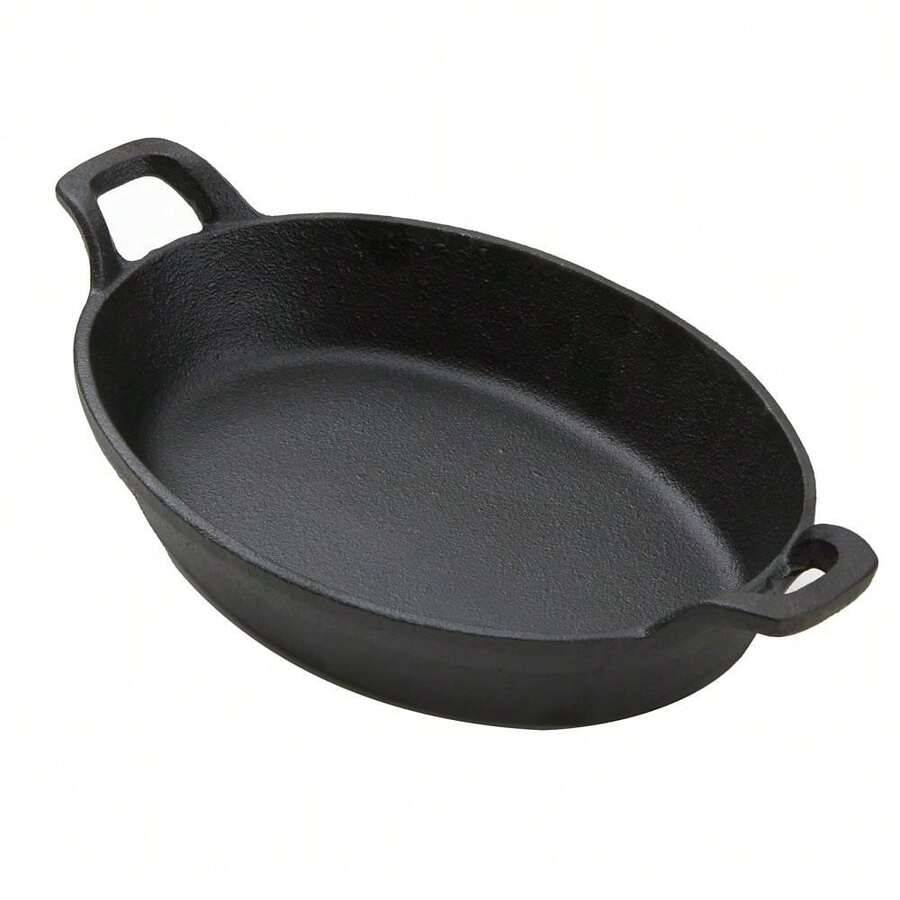 American Metalcraft CIPOV9567 Cast Iron Oval Casserole Pan With Handles, 12\ L X 6.75\ W, Black - 1Count(Packof1) - View 1