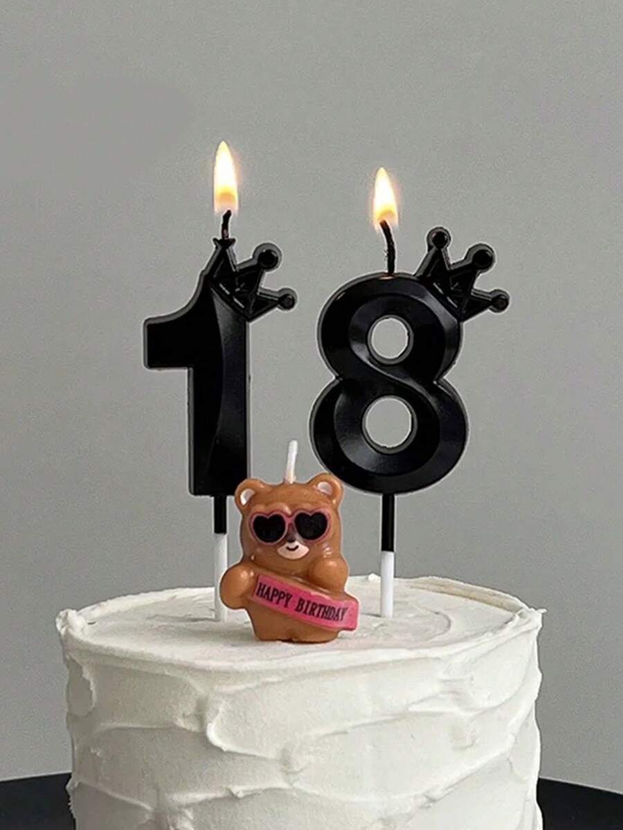 1件 0-9 黑色皇冠造型數字生日蠟燭,生日蛋糕裝飾,生日派對裝飾,3D皇冠設計數字蠟燭,適用於生日、週年紀念、性別揭曉派對、單身女派對、畢業典禮 - 黑色 - 查看 1