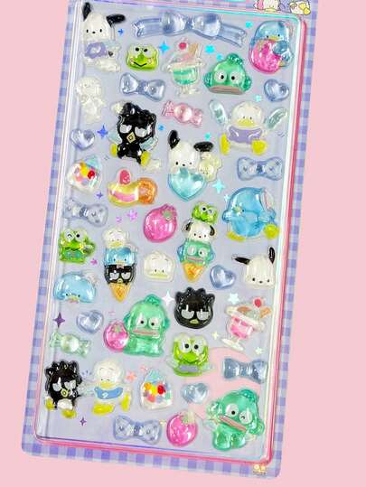 Bộ sticker dán điện thoại 3D hình pha lê dễ thương, tươi mới, ngọt ngào, tự nhiên dành cho gia đình, hình phong cảnh hoạt hình thu nhỏ, sticker vẽ tay, không cần cắt, đồ dùng học tập mùa tựu trường.