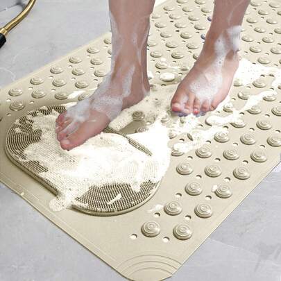 Anti-Slip Shower Mat, Bathtub Mat With Suction Cups And Drain Holes, 27x14 Inches, Massaging Foot Cushion For Bathroom, Mold & Mildew Resistant, Non-Slip Bathtub Mat Home Bathroom Decor Bath Rug Floor Carpet Outdoor Rug Door Mat Summer Bathroom Accessories Back To School