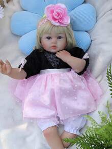 50cm 20 Inch Rebirth Doll. Head And Limbs Are Made Of Vinyl. The Doll's Limbs Can Move, And She Can Sit Or Lie Down. The Doll Has Closed Eyes. Realistic Curly Eyelashes. Cute Reborn Doll. - 彩色 - 查看 1