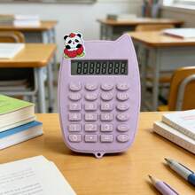 8-Digit LCD Display Cute Cat Ear Shaped Calculator - Basic Arithmetic, Percentage Calculation, Square Root, Memory Function (-), One-Key Reset, Auto Power Off, Battery Powered | Suitable For Students, Homework And Classroom Use - Batteries Not Included (Random Panda Sticker Accessories) - Panda Sticker Merchandise - View 9