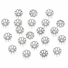 50 unids/lote 15 estilos de tapas de cuentas de flores de hojas de acero inoxidable para fabricación de joyería, tapas de cuentas espaciadoras de costura, accesorios ECSF - 05 - Ver 7