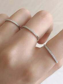 Aro de aro delgado con diamantes de imitación, accesorio versátil de lujo para uso diario y de oficina con estilo minimalista - Blanco - Ver 5