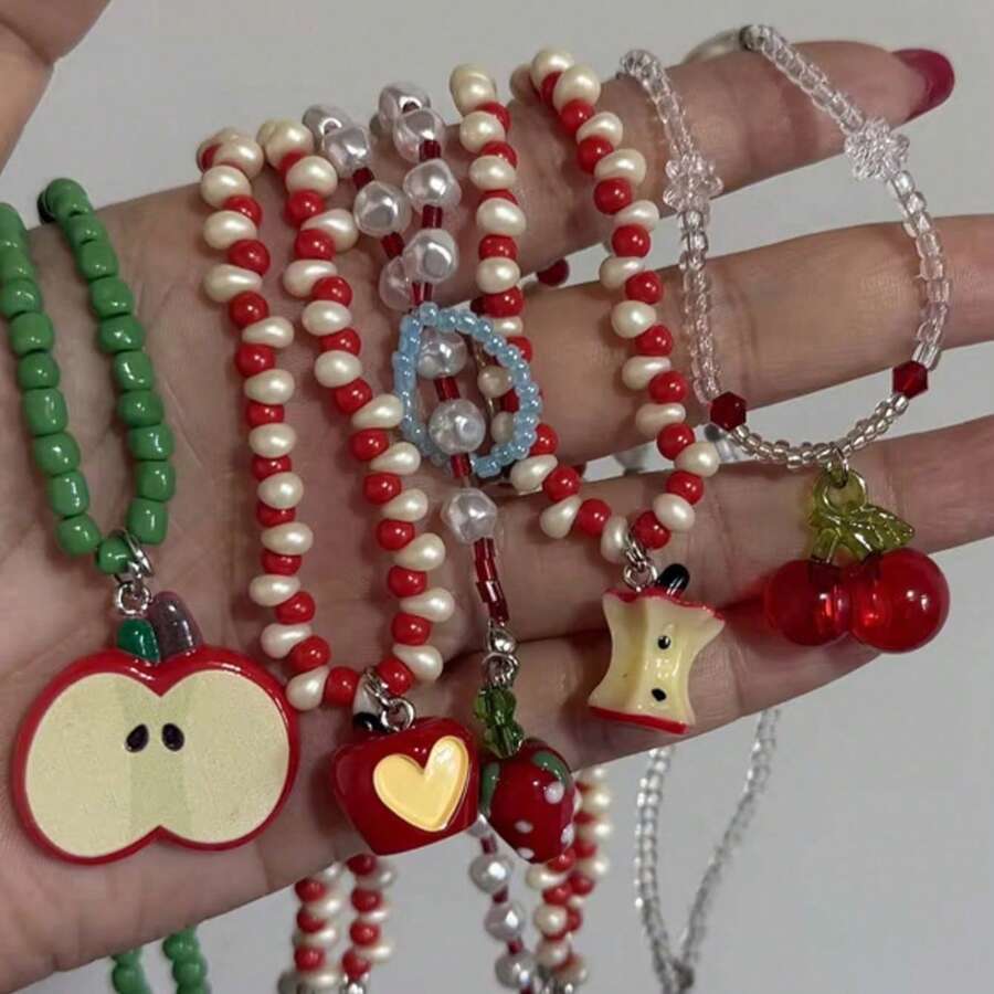 Dây chuyền mặt dây hình trái cây màu đỏ bằng nhựa kiểu Harajuku Y2K dễ thương, phụ kiện thời trang Gothic Retro cho kỳ nghỉ. - Nhiều màu - Xem 1