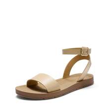 Women'S One Band Ankle Strap Buckle Flat Sandals - Màu be - Xem 4