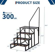 Escaleras de 4 escalones para caravana con pasamanos, portátiles para caravanas y jacuzzis, para exteriores con peldaños antideslizantes y estructura con recubrimiento en polvo. - A - Ver 4