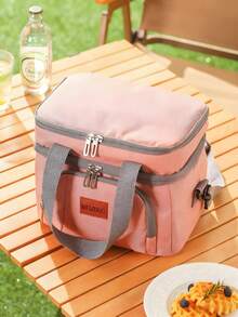 [Delivery Within 2-7 Days In The United States] 1pc Insulated Lunch Bag, Reusable Office/Picnic/Hiking/Beach Lunch Box-Leak-Proof Refrigerated Tote Storage Bag, Suitable For Adults, Back-To-School, Classroom, College, School Supplies, Kitchen Organization, Kitchen Accessories, Men's & Women's Lunch Bag, School Bag For Men & Women, School Accessories, School Supplies. Double-Layer Insulated Tote With Handle, Large-Capacity Cooler Lunch Bag For Outdoor Camping Picnics. Four-Layer Protection For Long-Lasting Insulation. Perfectly Solves Food, Fruit, And Vegetable Preservation. Generous Capacity Holds More Items. - Phong cách hồng tinh khiết - Xem 10