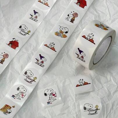 SNOOPY 500 miếng dán hình người nhỏ bối rối và các nhân vật hoạt hình khác, thích hợp để trang trí sổ tay, bình nước, hộp đựng đồ, bao bì quà tặng, phong bì, hộp quà thủ công, thêm nét ấm áp và dễ thương.