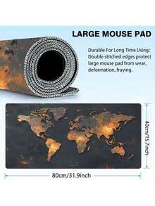 1 片装地图图案鼠标垫 - 防滑缝边桌面垫 | 橡胶底座 | 光滑表面 | 游戏和办公两相宜 | 多种尺寸可选 | 学校用品、返校季桌面配件、办公用品、办公桌配件、鼠标垫、桌面鼠标垫 - 彩色 - 查看 10