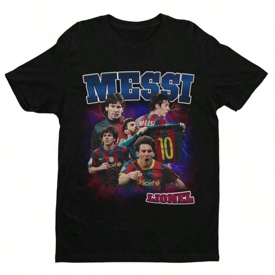 LionelS MessiS Homage Barcelona Football T Shirt Football Soccer LionelS MessiS Fan LionelS MessiS Gift LionelS MessiS Barcelona - 黑色 - 查看 1