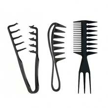 Salon-Style Men's Styling Combs: Textured Pompadour Comb, Wide-Tooth Pompadour Comb, Pompadour/Slicked-Back Hairstyle Textured Comb, Double-Tooth Comb For Volumizing Hair, Plastic Root Volumizing Comb Set. - Multicolor - View 7