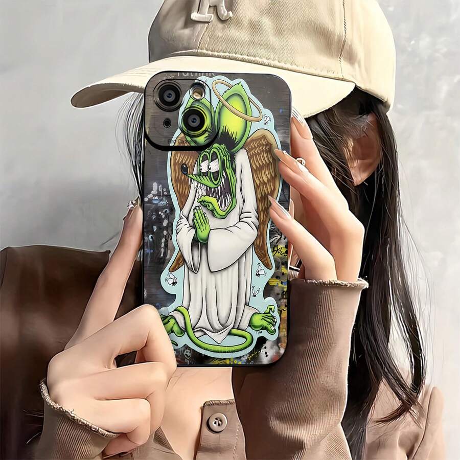 Funda para teléfono con personaje de ratón ángel compatible con Samsung 17 16 Pro Max 15 Pro Max 13 y 12 Fabricada en material TPU elegante y de primera calidad, resistente al agua, a los golpes y a los arañazos Un regalo perfecto para familiares, amigos, seres queridos, novios/novias y aniversarios - Negro - Ver 1
