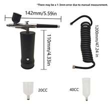 Portable Rechargeable Airbrush Kit, Multi-Purpose Airbrush Set For Makeup, Nail Art, Model Painting & Cake Decorating - Black - View 3