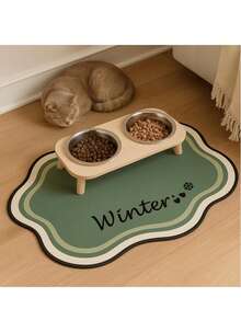 Personalized Pet Feeding Mat: Wavy Dog Bowl Placemat, Anti-Slip - Multicolor - View 1