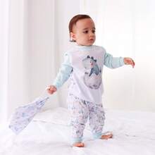 Children's Pajamas For Boys, Girls, And Unisex, In Cotton Fabric. 2-Piece Pajama Set, Long Sleeves, Pants With Elastic Waistband, Comfortable, Sizes 1 To 4 Years, Cute Print. - 淺藍色 - 查看 4