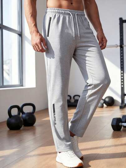 Pantalones ligeros para correr para hombres, pantalones deportivos casuales de unicolor, pantalones de chándal transpirables y cómodos para hombres, con cintura con cordón, bolsillos con cremallera, opciones de varios colores, adecuados para uso diario al aire libre, entrenamiento, correr en primavera/verano