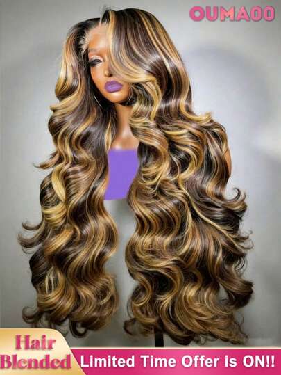 200%高密度13x6/13x4HD蕾丝前假发，巴西人发混纺，自然波浪卷，8-34英寸，预先拔毛，无胶假发，女士款，自然黑色，逼真外观，无需胶水，即戴即用