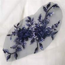 1片多色亮片花朵网纱刺绣贴片蕾丝花边，用于DIY服装缝纫修补 - 亮片貼花 - 查看 13