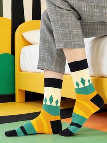 1/5 pares de calcetines unisex con pintura de naturaleza, diseños de hojas de árbol y florales, diseño artístico, algodón peinado, adecuado para viajes, hogar, oficina, vacaciones, regalo - Multicolor - Ver 11