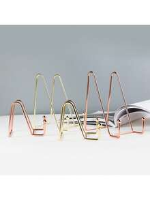 1pc Premium Iron Metal Business Card Holder - Minimalist Stylish Desktop Display Stand With Phone Holder - Simplistic Office Desk Organizer Accessory - Multicolor - View 3