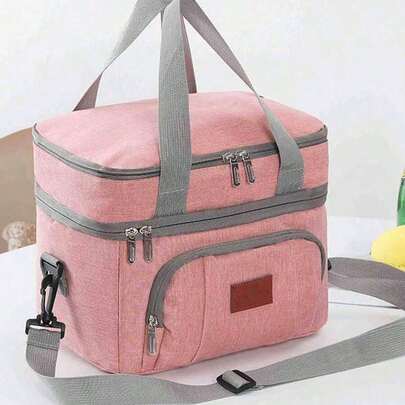 [Delivery Within 2-7 Days In The United States] 1pc Insulated Lunch Bag, Reusable Office/Picnic/Hiking/Beach Lunch Box-Leak-Proof Refrigerated Tote Storage Bag, Suitable For Adults, Back-To-School, Classroom, College, School Supplies, Kitchen Organization, Kitchen Accessories, Men's & Women's Lunch Bag, School Bag For Men & Women, School Accessories, School Supplies. Double-Layer Insulated Tote With Handle, Large-Capacity Cooler Lunch Bag For Outdoor Camping Picnics. Four-Layer Protection For Long-Lasting Insulation. Perfectly Solves Food, Fruit, And Vegetable Preservation. Generous Capacity Holds More Items.