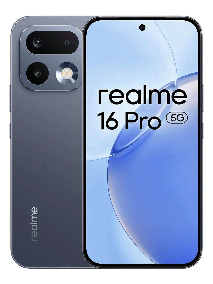 Realme 16 Pro 5G 8GB+256GB | 8GB+512GB 全球版,解锁手机,2亿像素摄像头,安卓16游戏手机,6.78英寸144Hz显示屏,7000mAh电池,7.8mm超薄,不含适配器 - 灰色 - 查看 1