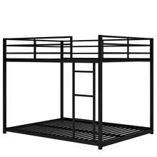Contemporary Full Over Full Metal Bunk Bed - Low Profile Design With Integrated Ladder, Ideal For Small Spaces 77.2"L X 56"W X 53.7"H - Black - View 5