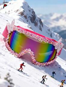 POLASUP 3 In 1 Set - Large Size Ski Goggles With Eye Cover, All-Inclusive Women Fashion Decorative Soft Rubber Ski Goggles, Anti-Fog, Anti-Sand Goggles For ATV, Karting, Hiking, Skydiving, Adjustable Strap Easy Comfort Casual Outfits Outdoor Cycling Glasses For Summer Beach Vacation, Outdoor, Travel Skiing Snow Windproof - Multicolor - View 42