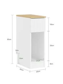 SoBuy Nightstand With Drawer For Box Spring Bed, Sofa Table, White, Approx. 20x60x35cm (WxHxD), FBT111-WN, Narrow Side Table, Telephone Table, Bedside Shelf, Hanging Shelf, Nightstand, Side Table, MDF (E1) - All White - View 3