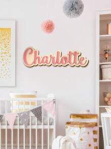Customized Double-Layer Wooden Name Plate, Can Be Personalized With Name Or Letter Logo, Suitable For Children's Room And Bedroom. Also Can Be Used As Home Wall Decor, Party Decor Or Children's Room Decor. This Is A Fashionable, Minimalist, Unique Personalized Gift, Ideal For DIY Custom Birthday Gift, Back To School Gift, Housewarming Gift, Party Gift, Christmas Gift And Children's Gift.,Party Favors For Kids, Custom Party Favors - Multicolor - View 6