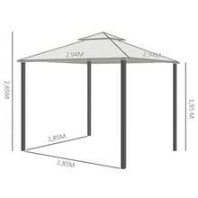 3x3m Garden Pavilion With 4 Side Walls, Weatherproof Garden Tent Made Of Metal And Polyester, Cream White, Ideal For Garden Parties. - A - Xem 3