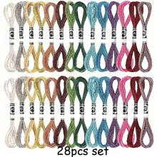 14/28 Skeins Metallic Embroidery Floss 12 PLY Embroidery Threads Cross Stitch Thread For Friendship Bracelets DIY Embroidery Thread Crafts - As Picture - View 12
