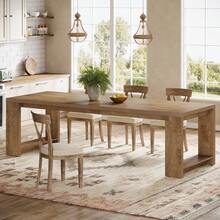 Tribesigns 86.61-Inch Dining Table For 6-8, Farmhouse Narrow Kitchen Table With Wood Pedestal Base, Extra Long Rectangular Dinner Table For Living Room, Dining Room And Kitchen, Natural Oak - 天然橡木 - 查看 11