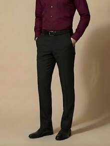 pthirillo Men's Tailored Slim Fit Executive Dress Pants, Smart Casual Style, Oxford Polyester Fabric, Classic Formal, Lightweight And Refined - 黑色的 - 查看 1