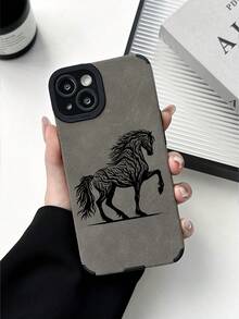 1pc Horse Print Camera Lens Protective Phone Case, Compatible With IPhone 17, AIR, 17PRO, 17PROMAX, 16promax, 14/13, 12, 11 Pro Max, XS Max, X, XR, 8, 7, Plus, Anti-Drop Phone Case, Suitable As Birthday Gift, Girlfriend, Boyfriend Or Self-Use - Multicolor - View 4