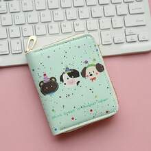 1pc Fashionable Cartoon Puppy Print Zipper Pouch, Compact Coin Purse Card Holder - Multicolor - View 4