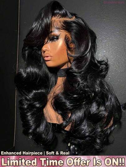 Put On And Go 34 Inch 5*5 13*4 Body Wave Lace Frontal Wigs Glueless - Wear And Go No Glue Needed No Skills Pre Cutting Pre Pulling Pre Ironing HD Transparent Lace Front Wigs - Pre-Plucked Pre Bleached Brazilian Virgin Body Wave Middle Part Wigs Frontal Glueless Natural Black Color Loose Wave Real Hair Lace Closure Wigs - Blended Frontal Human Hair Wigs Glueless Weaves Wigs For Women Daily Use Elegant Everyday Style Blended Hair