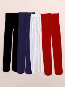 4 st. flickbalettstrumpbyxor, mångsidiga sammetsleggings i mjuk och smal passform, lämpliga för vår, sommar, höst och vinter - Multifärgad - Visa 3