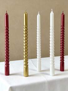 Cirelle 1 Box Of 6 Pieces Retro Spiral Dining Table Candles, Creating A Romantic Dining Atmosphere, Essential Home Decor - Multicolor - View 5