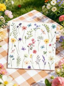 100/60/16 Pcs 6.5 Inch Disposable Floral Printed Napkins, Suitable For Picnics, Weddings, Bridal Showers, 1st Birthday Parties And Other Occasions - Flowers - View 9