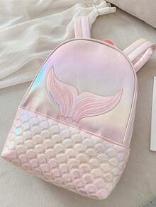 1pc Embroidered Customized Dreamy Mermaid Tail Colorful Cute Backpack, Colorful Mermaid Tail Design Student School Bag Can Embroider Your Own Name, Back To School Essential, Outdoor Travel - Multicolor - View 6