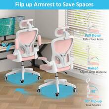 Ergonomic Office Chair With 360° Rotation And Adjustable Lumbar Support, Desk Chair Office Chair For Executive Work, Study, Home Office, 136KG Load Capacity - Pink - View 7