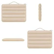 Funda protectora para portátil de 14 pulgadas compatible con Air 15 M4 M3 M2, Pro, 14-15 pulgadas HP ASUS Chromebook, bolsa de ordenador impermeable con asa, beige - Beige - Ver 6