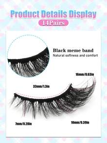 14 Pairs Natural Faux Mink Eyelashes, D-Curl 3D Thick Long Synthetic False Eyelash Strips, Cat Eye Style Lashes, Eyelashes, Fake Eyelashes - fox eye lashes - View 3