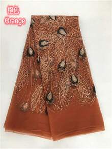 5 Yards/1 Yard Green African Mesh Lace Fabric, 2026 French Sequin Embroidered Handmade Beaded Nigerian Mesh Netting For Wedding Party - A - View 3