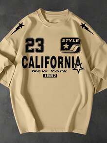 Kit Of 3 Oversized T-Shirts, Street Style, Streetwear, California, Sizes 30, 23, 96, Unisex, 100% Cotton, Loose Fit - White-beige-chocolate - View 3
