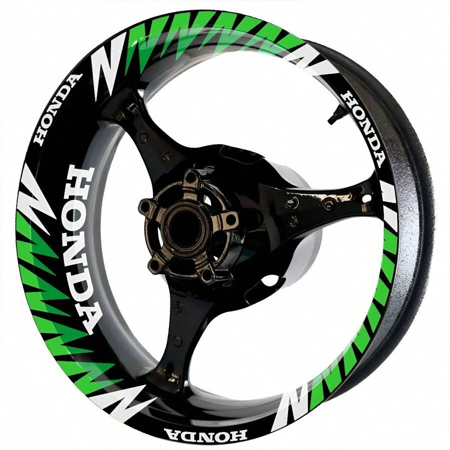 Complete Motorcycle Rim Stickers Decals - สีเขียวสะท้อนแสง - ดู 1
