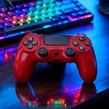 Upgraded Wireless P-4 Controller, 1000mAh Long-Lasting Battery & USB-C Cable, Dual Shock Vibration & Precision 6-Axis Gyro Sensor, Multi-Touch Pad & Share Button, Compatible With P-Aystation 4 / P*4 Slim / P*4 Pro / PC Gaming, Includes Stereo Headset Jack - 紅色 - 查看 4
