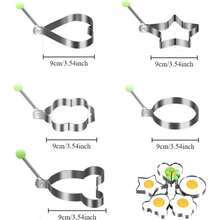 5pcs Stainless Steel Pancake Molds, Suitable For Frying Pan Egg Molds, Easy To Clean Cooking Molds, Various Shapes, Heart-Shaped - Multicolor - View 2